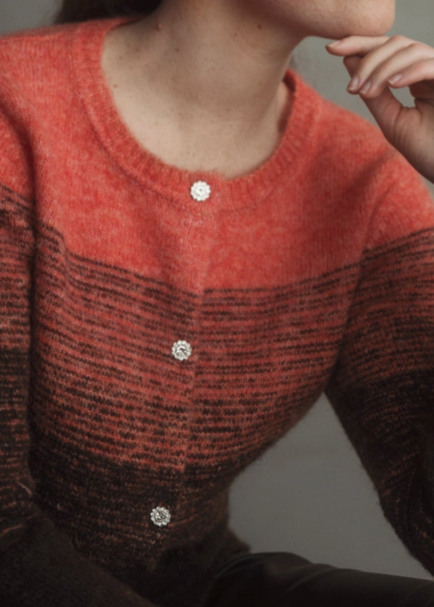 Emotion cardigan coral/brown