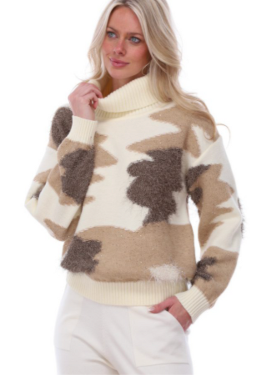 K-Design Pull met rolkraag ecru B862