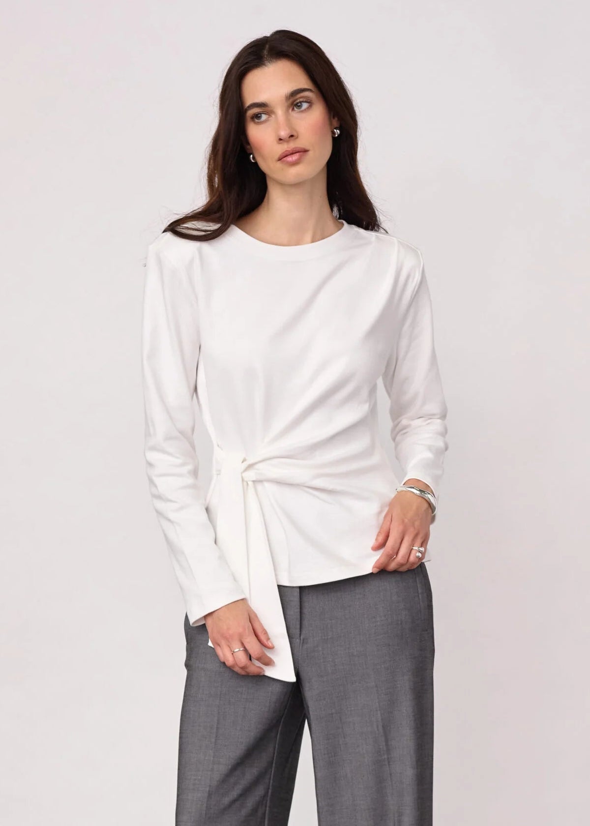 Co'couture Orianecc Ls Pleat Tie Tee White