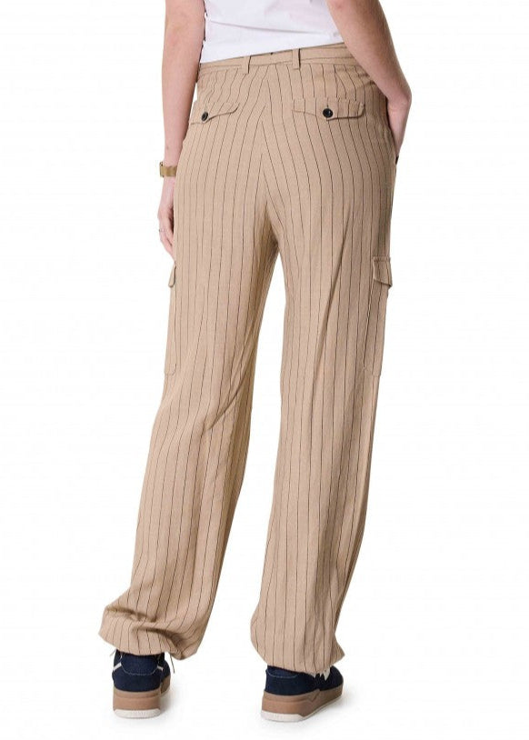 Zip73 Cargo wide leg pinstripe caramel