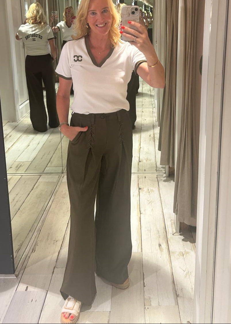 Co'Couture LUNACC EYELET WIDE LL PANT military olive