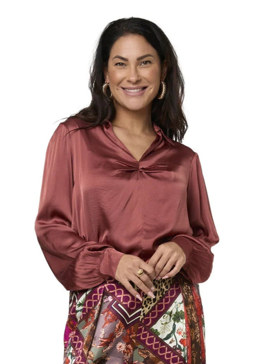 Tessa Koops MAYA SATIN SIENNA TOP BROWN