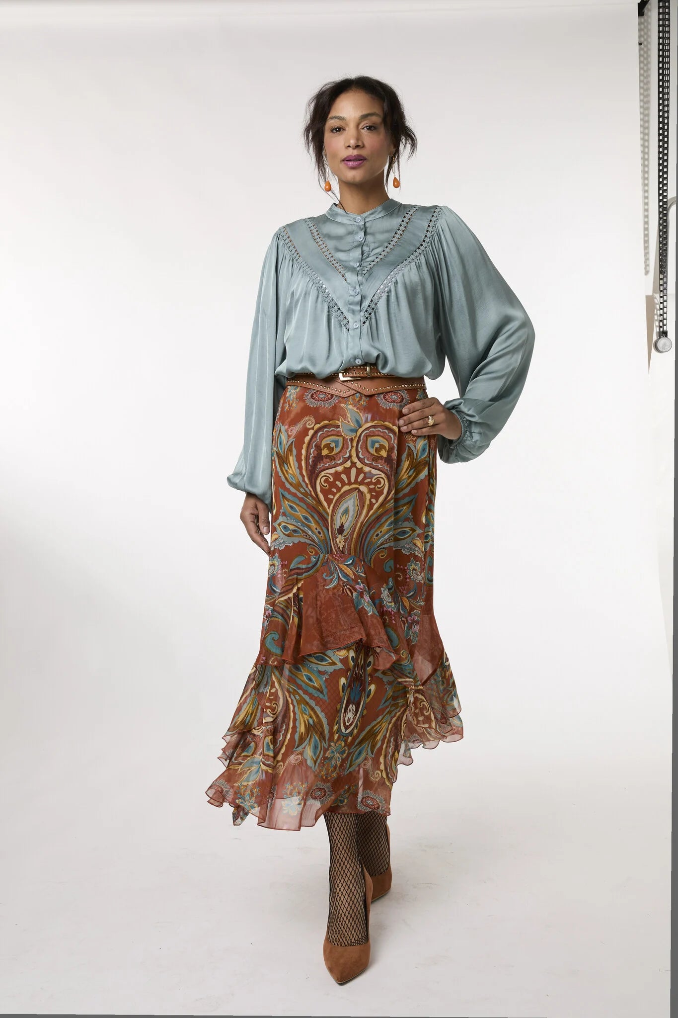 Tessa Koops SUZE BLUE SATIN TOP