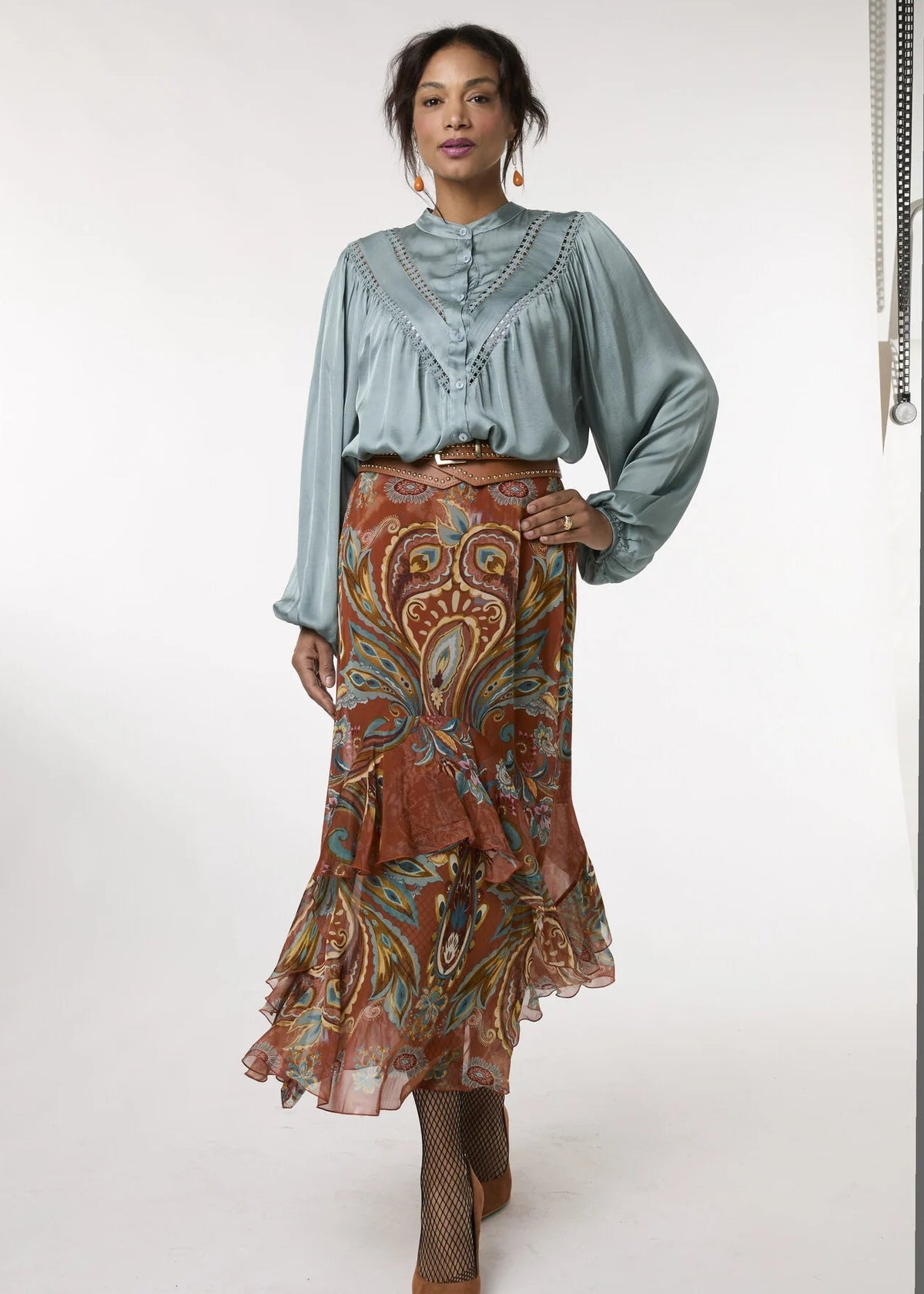 Tessa Koops SUZE BLUE SATIN TOP