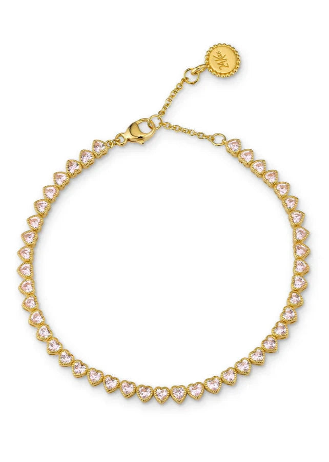 24Kae Bracelet with pink heartshaped stones