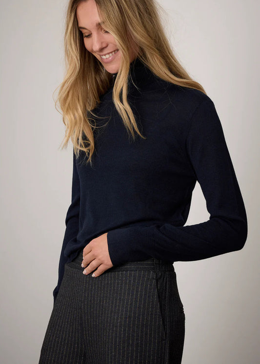 Corel Amsterdam Thamar colkraag lange mouw Marine Blauw