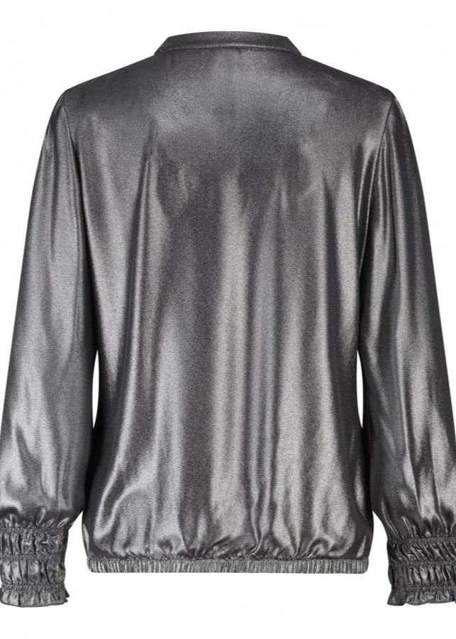 Zip73 Top Leather details Metallic GreyW25/224/01/045