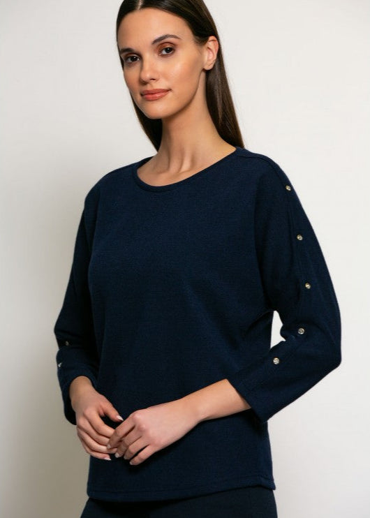 Trui-Batida-navy-knopen-dames casualchique