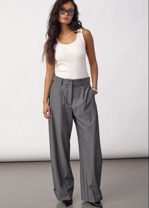 CoCouture JackyCC PLeat Pant Mid Grey
