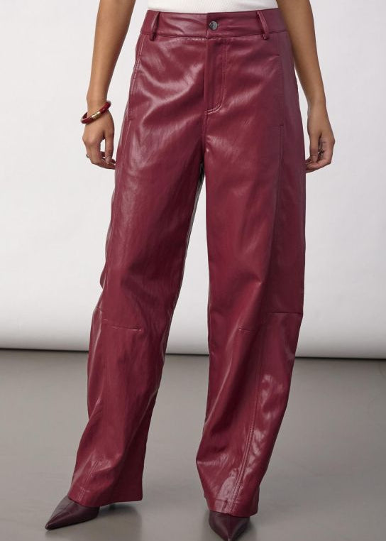 Co'Couture Faux leren broek Gitt | Berry red