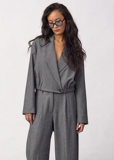 CoCouture JackyCC Crop Blazer Mid Grey
