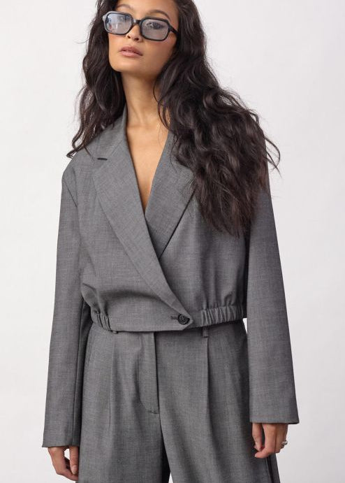 CoCouture JackyCC Crop Blazer Mid Grey