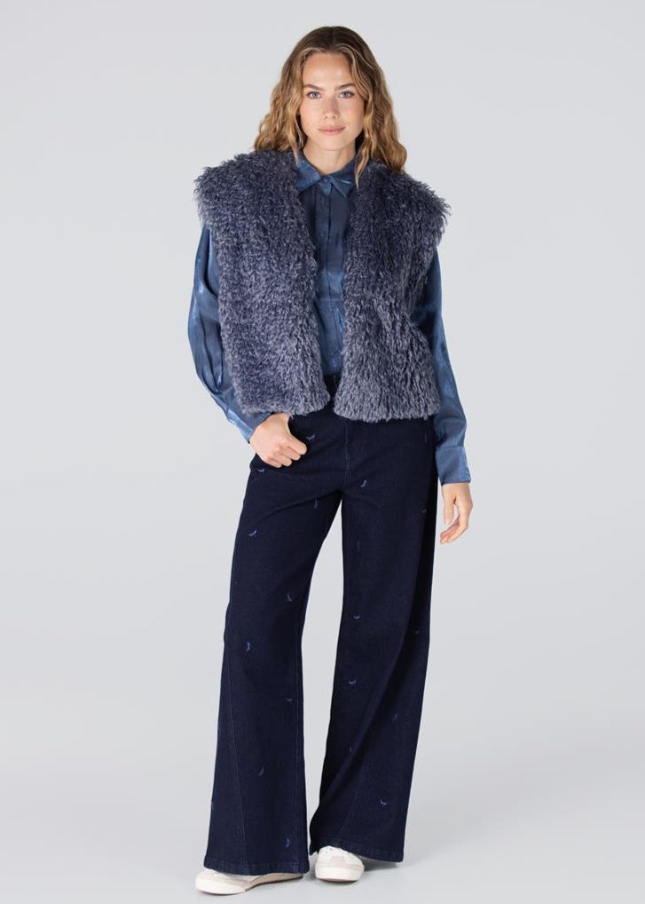 Jansen Amsterdam Bisa glans blouse | Blauw
