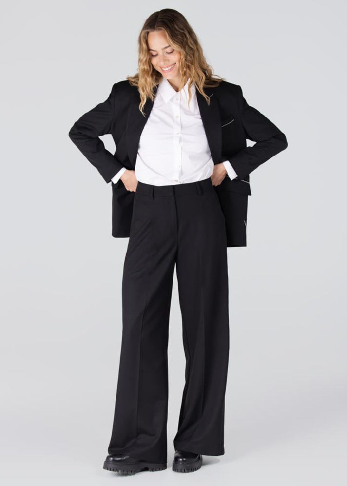 Jansen Amsterdam Bridget pantalon met sierbies | Zwart