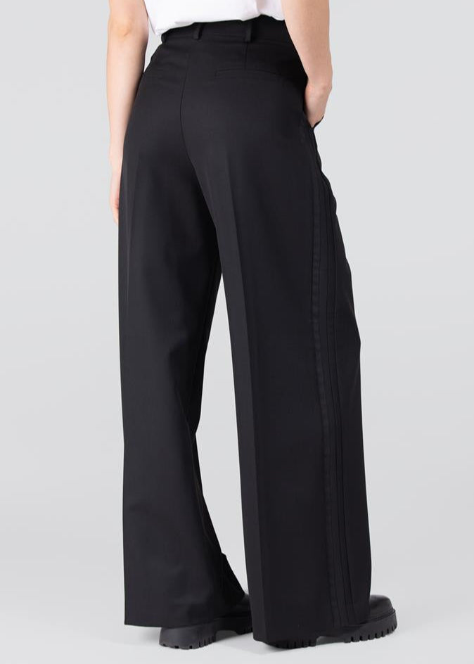Jansen Amsterdam Bridget pantalon met sierbies | Zwart