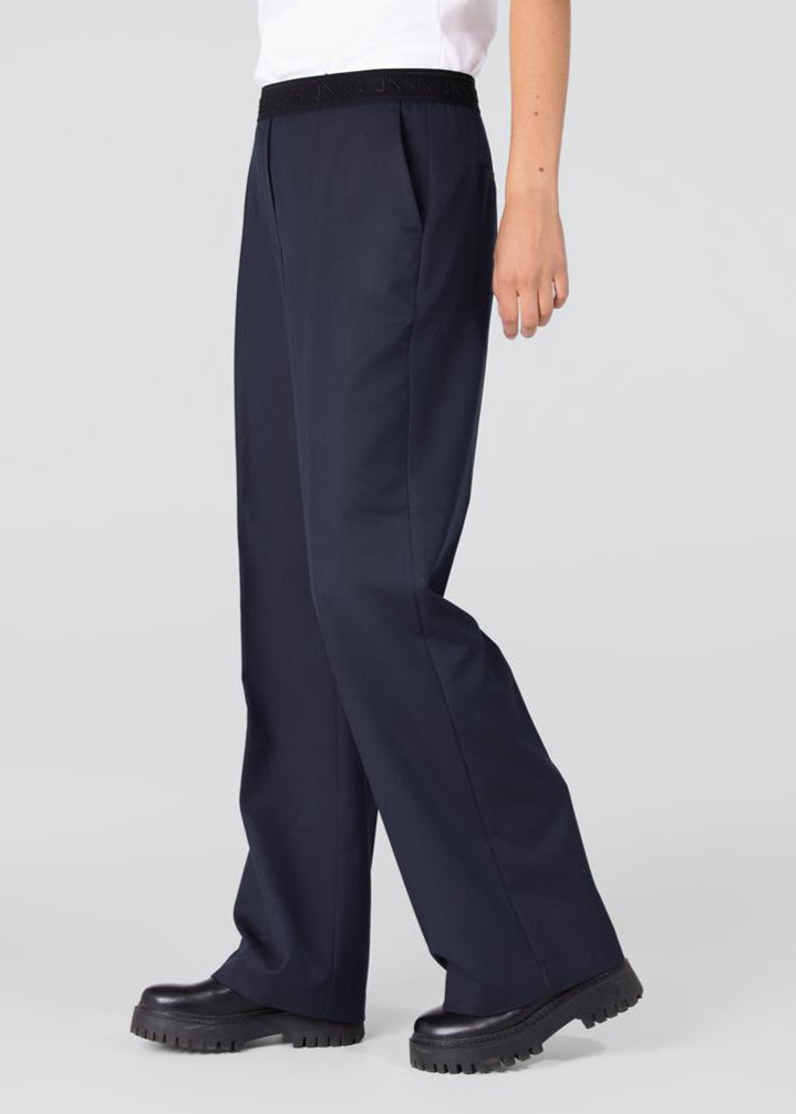Jansen Amsterdam Charlie pantalon met logo tailleband | Donkerblauw