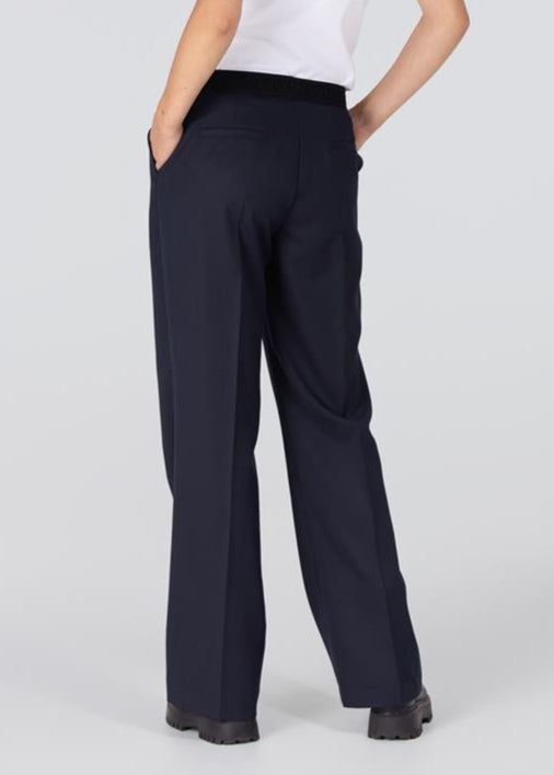 Jansen Amsterdam Charlie pantalon met logo tailleband | Donkerblauw