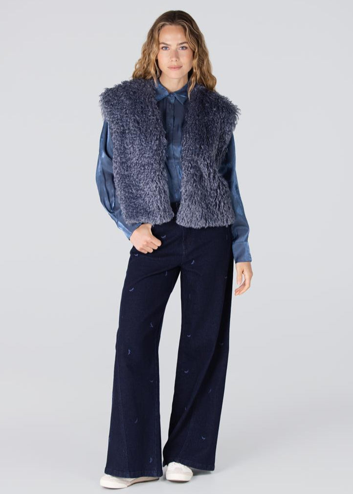 Jansen Amsterdam Dali imitatiebont gilet | Blauw