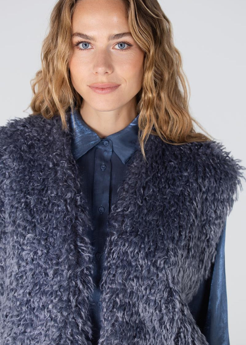 Jansen Amsterdam Dali imitatiebont gilet | Blauw
