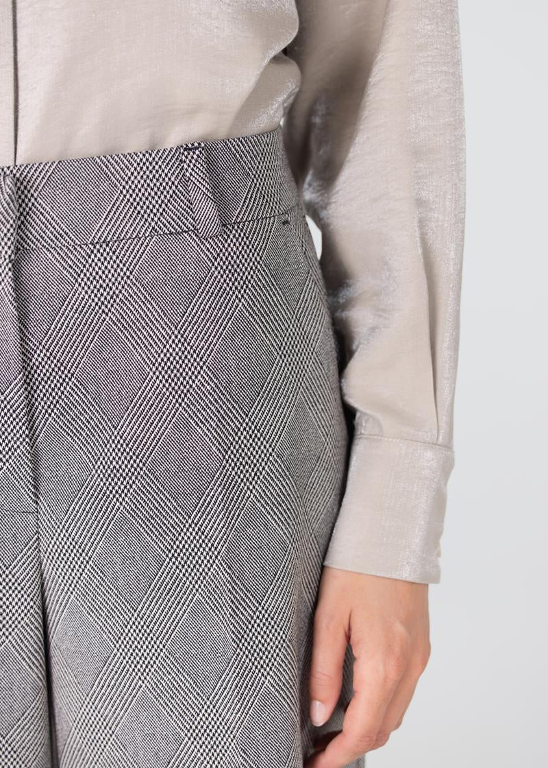 Jansen Amsterdam Denise ruit pantalon met wijde pijp | Kaki