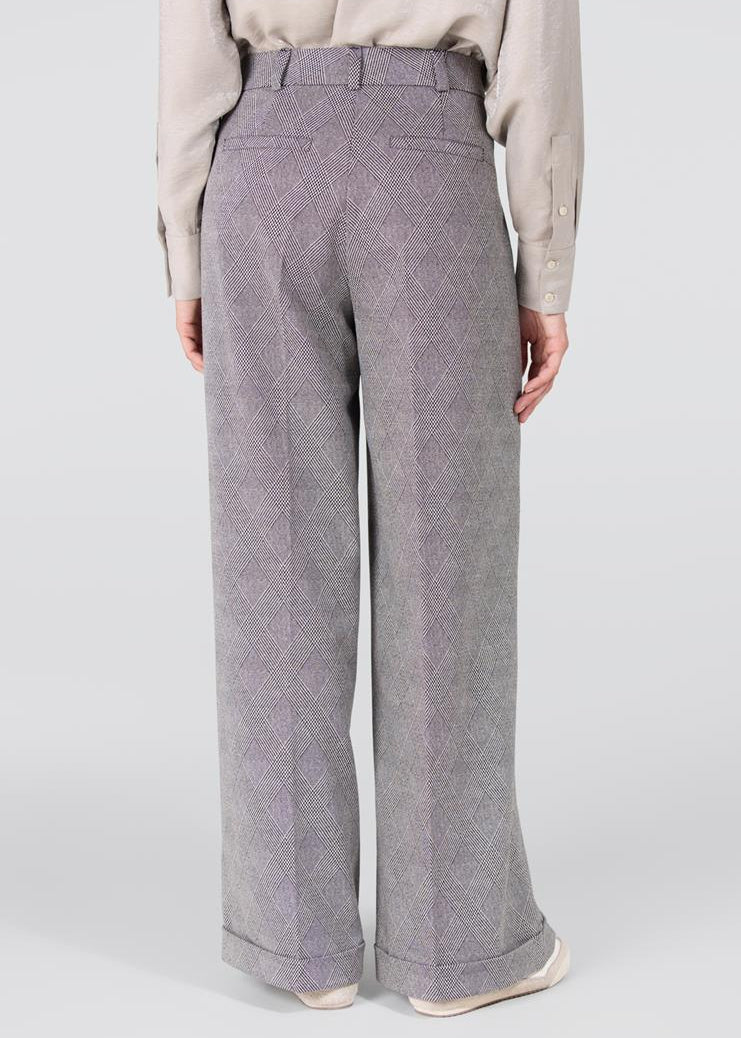 Jansen Amsterdam Denise ruit pantalon met wijde pijp | Kaki