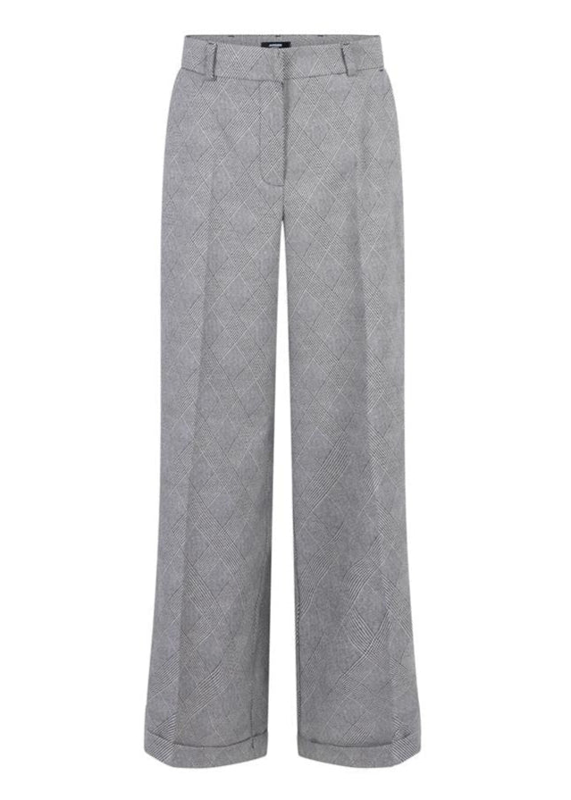 Jansen Amsterdam Denise ruit pantalon met wijde pijp | Kaki