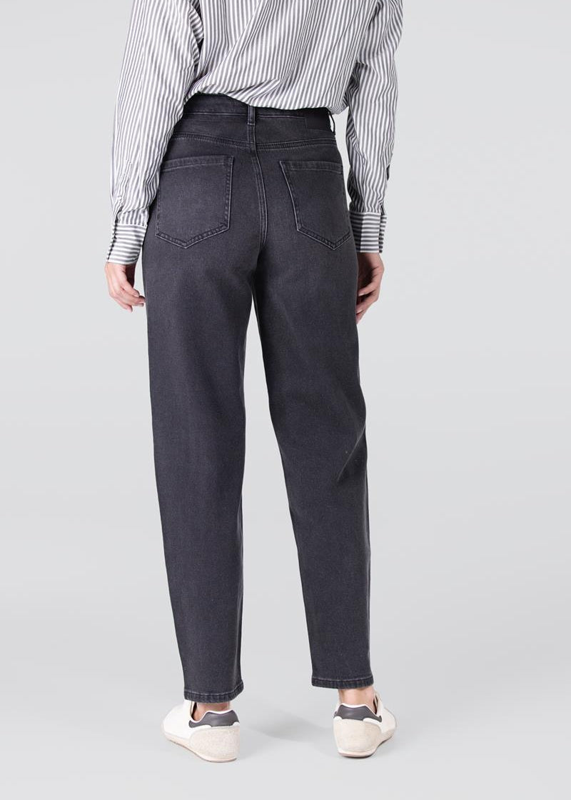 Jansen Amsterdam Emma straight jeans met glitter | Antraciet denim