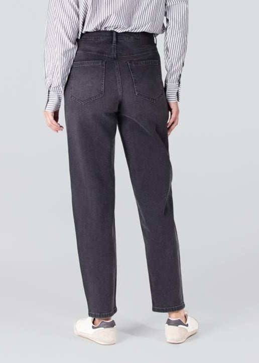 Jansen Amsterdam Emma straight jeans met glitter | Antraciet denim