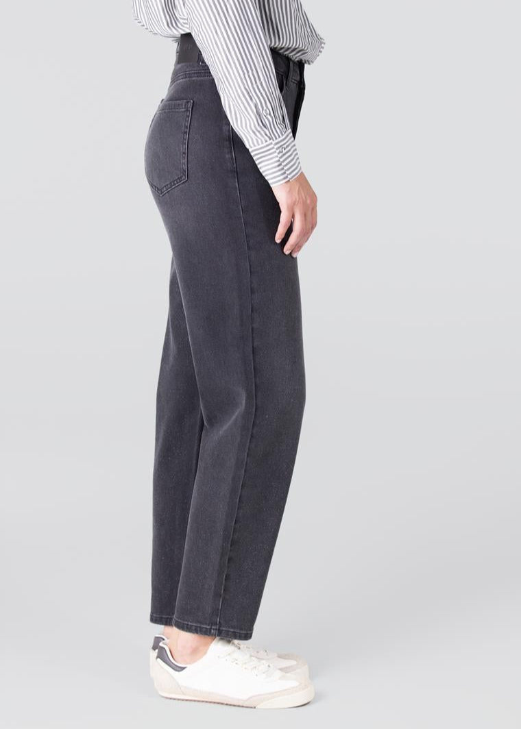 Jansen Amsterdam Emma straight jeans met glitter | Antraciet denim