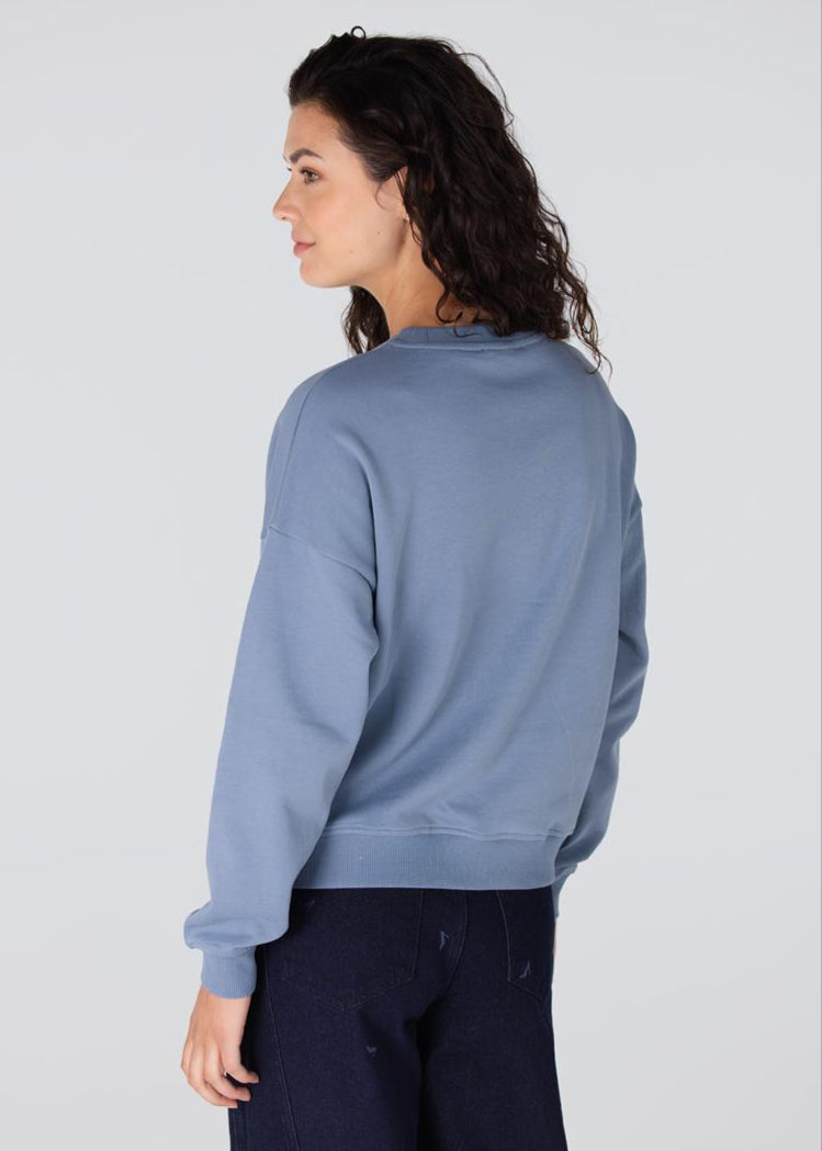 Jansen Amsterdam Gisele trui met borduur tekst | Blauw