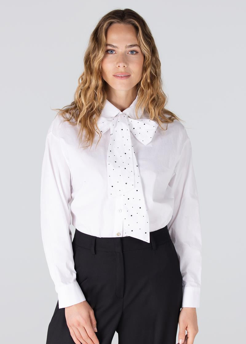 Jansen Amsterdam Isabel blouse met rhinestones | Wit