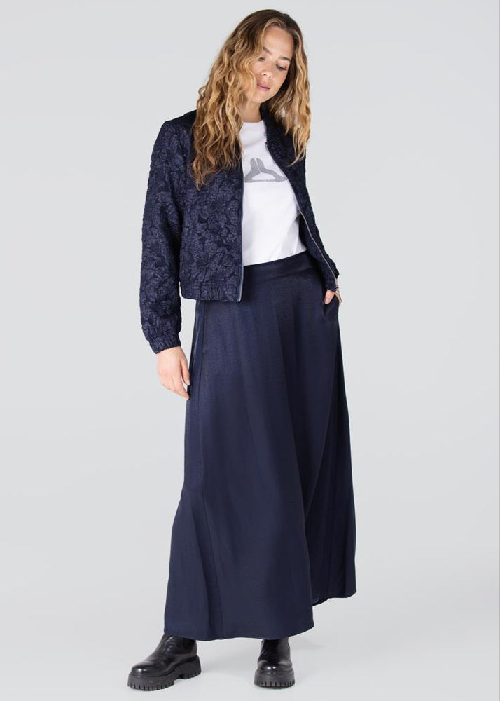 Jansen Amsterdam Josien jasje met bloemenprint | Donkerblauw