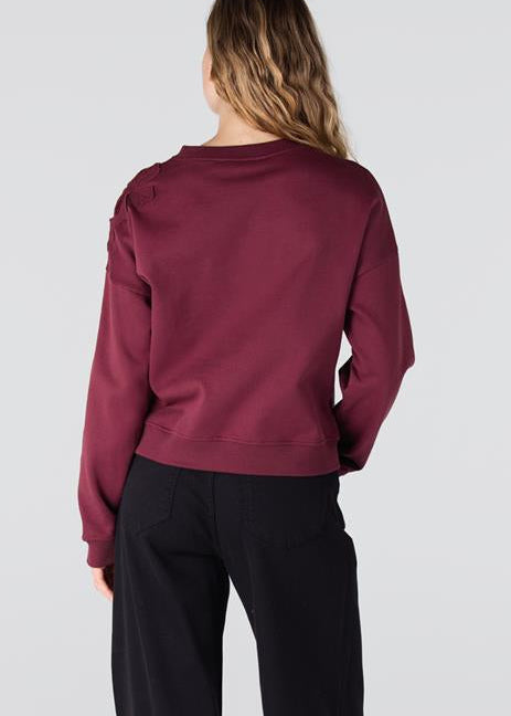 Jansen Amsterdam Gaby sweater met bloem detail | Donkerrood