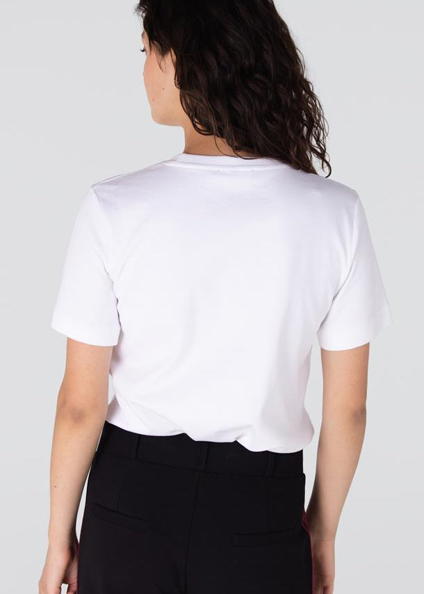 Jansen Amsterdam Jitte t-shirt met donkerrood logo | Wit