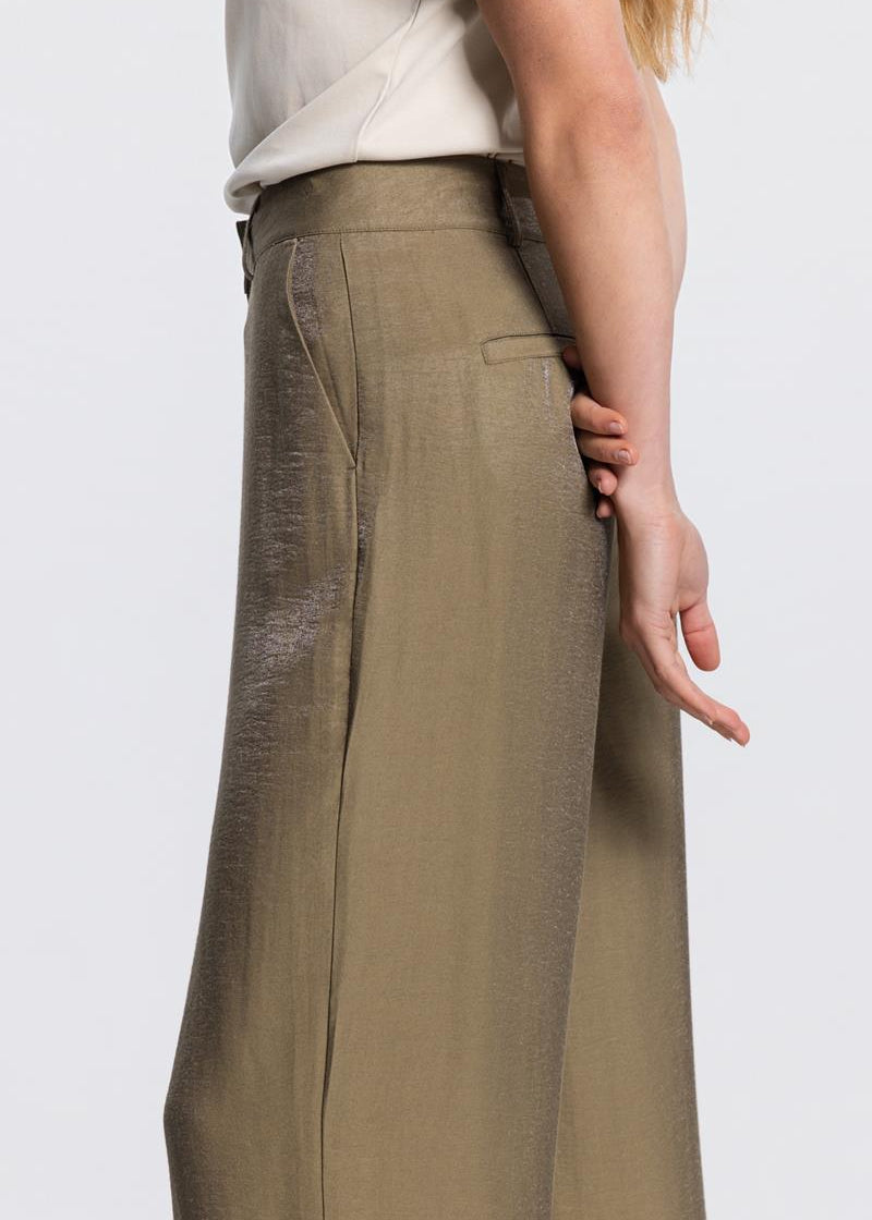 Jansen Amsterdam Dara glanzende pantalon in legergroen