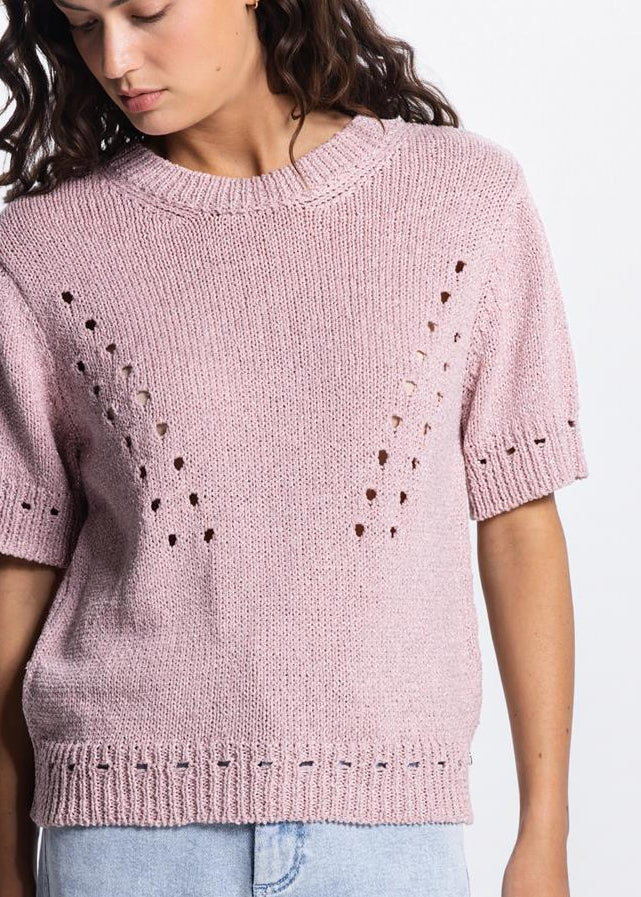 Jansen Amsterdam Madee open gebreide trui in Blush