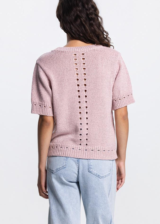 Jansen Amsterdam Madee open gebreide trui in Blush