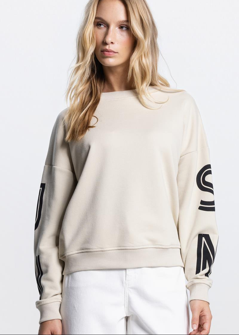 Jansen Amsterdam Malissa artwork sweater in Klei