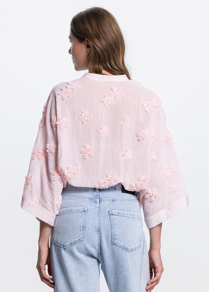 Jansen Amsterdam Marney kimono model blouse in Lichtroze