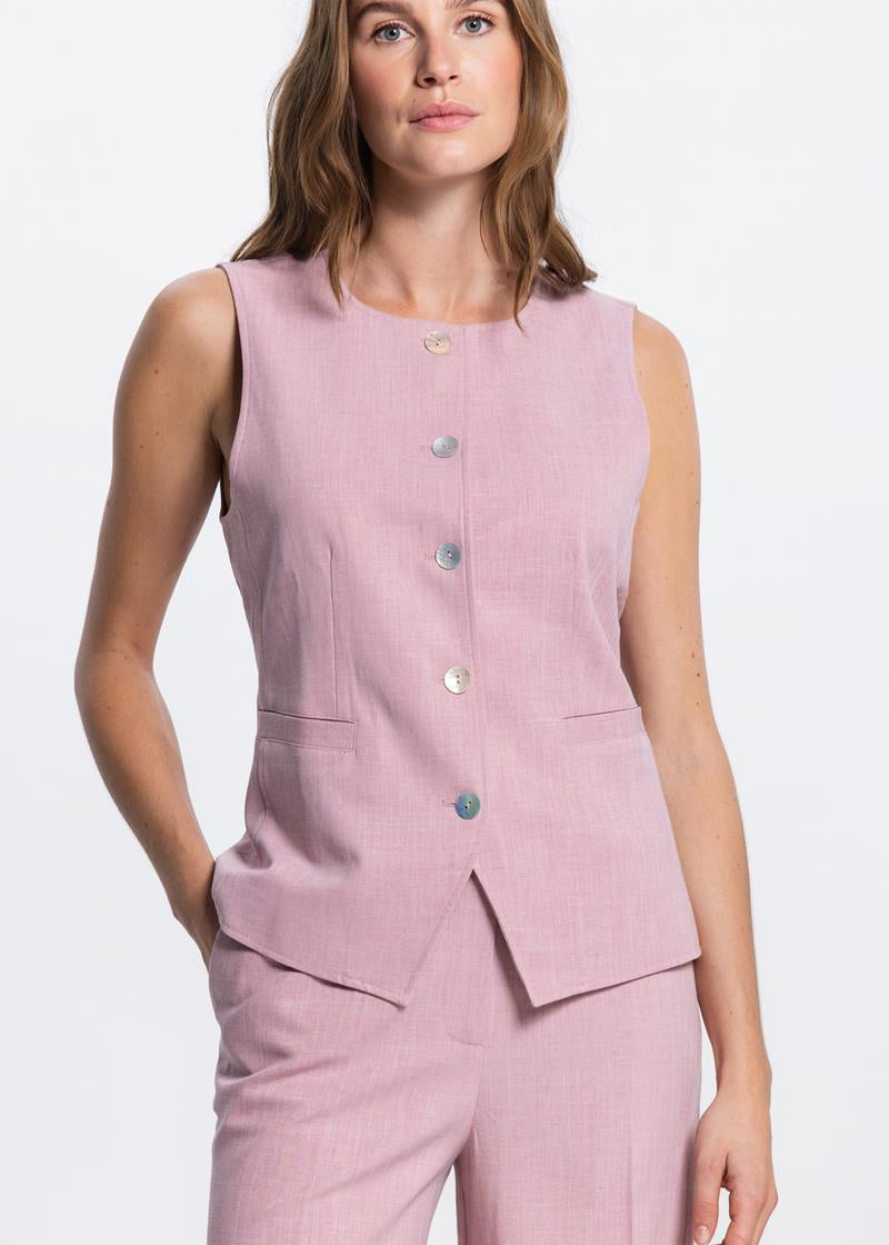 Jansen Amsterdam Nuna ronde hals gilet in Lichtroze