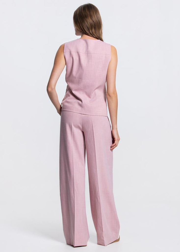 Jansen Amsterdam Nuna ronde hals gilet in Lichtroze