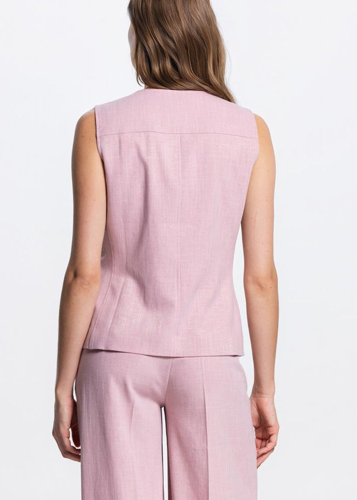 Jansen Amsterdam Nuna ronde hals gilet in Lichtroze