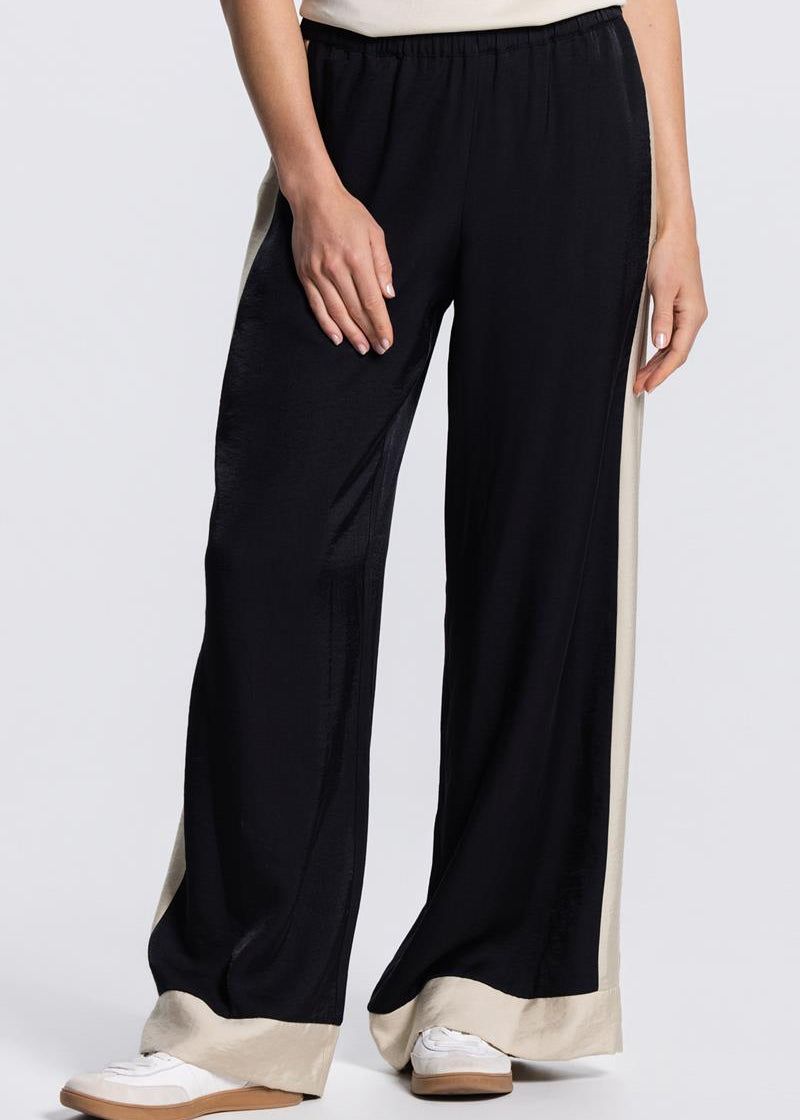Jansen Amsterdam Olene wide leg broek in Zwart