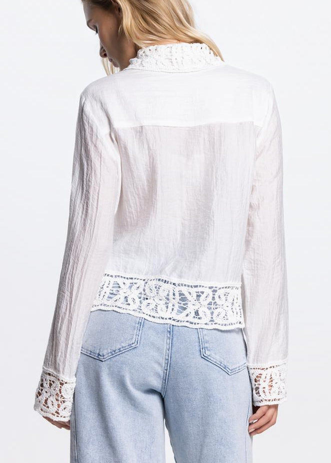 Jansen Amsterdam Paulina crochet detail blouse in Off White