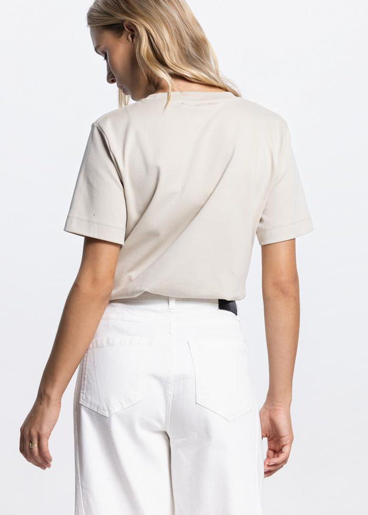 Jansen Amsterdam Resa t-shirt met logo in Klei