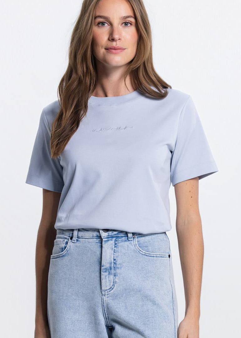 Jansen Amsterdam Shanna amour t-shirt in Lichtblauw