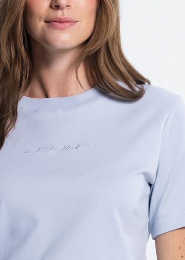 Jansen Amsterdam Shanna amour t-shirt in Lichtblauw