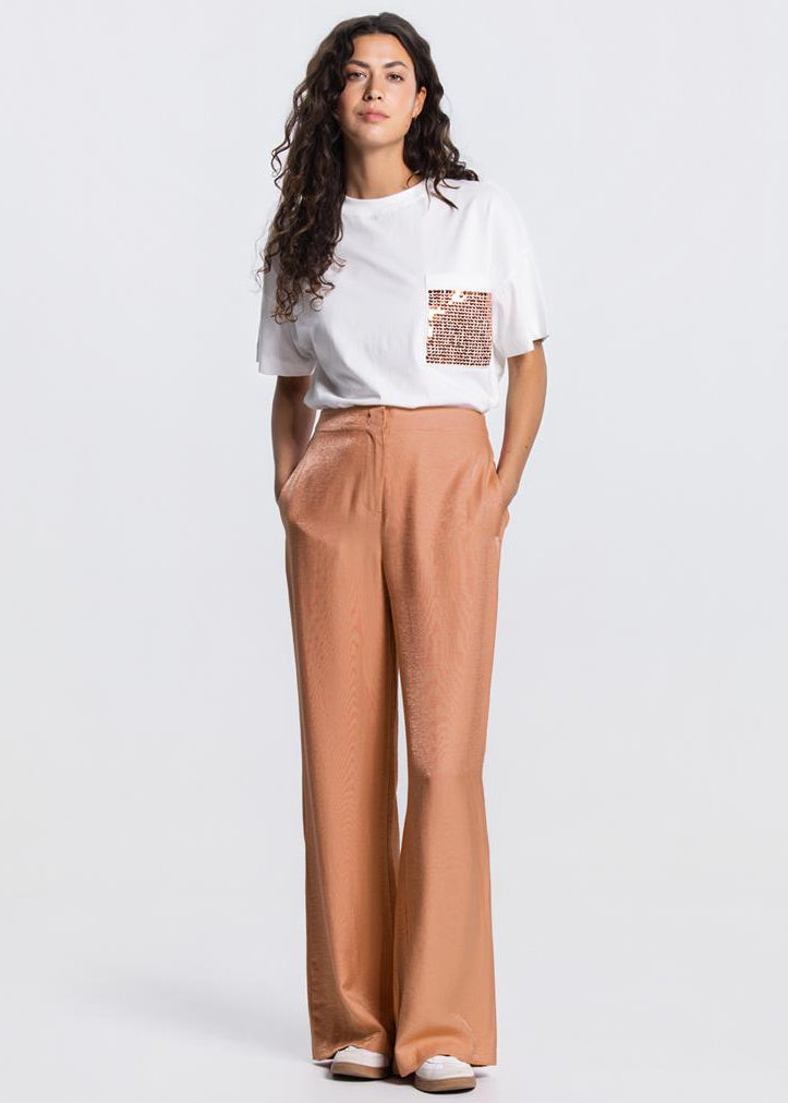 Jansen Amsterdam Liv t-shirt met pailletten zakje in Wit