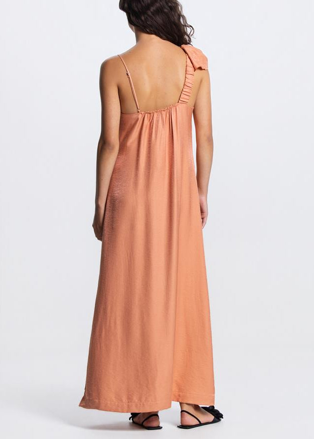 Jansen Amsterdam Niek one shoulder jurk in donker perzik