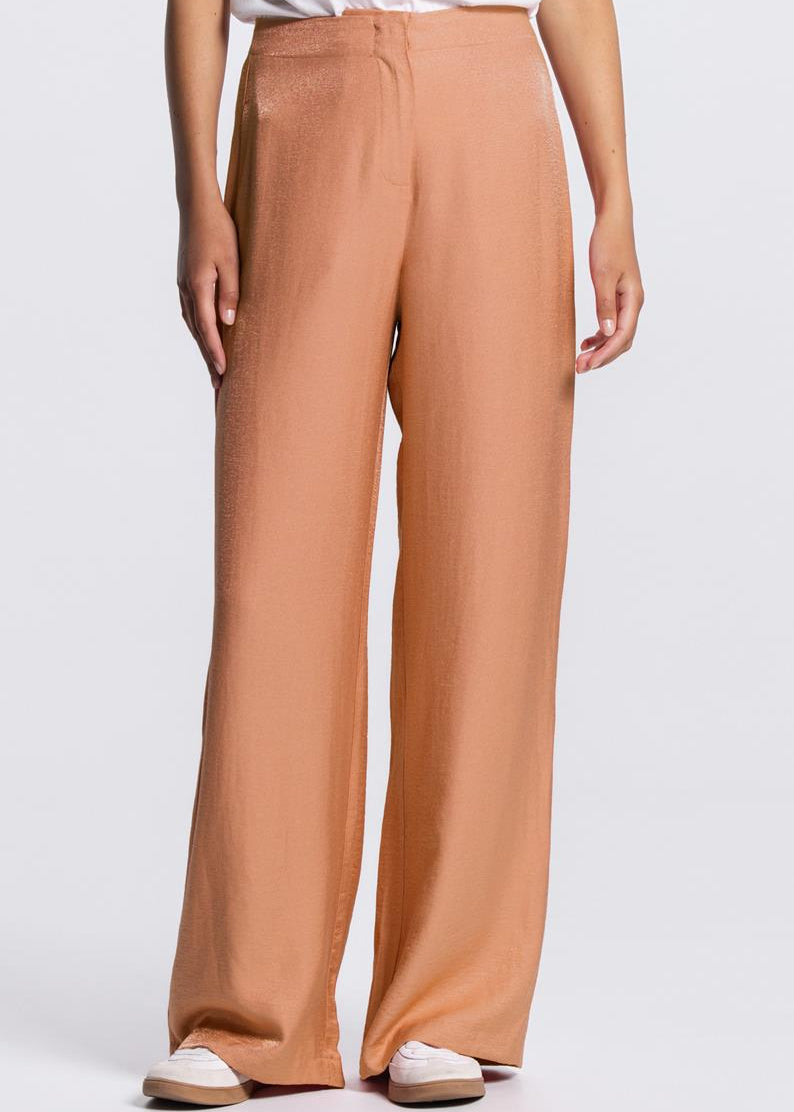 Jansen Amsterdam Pam wide leg pantalon in Donker Perzik